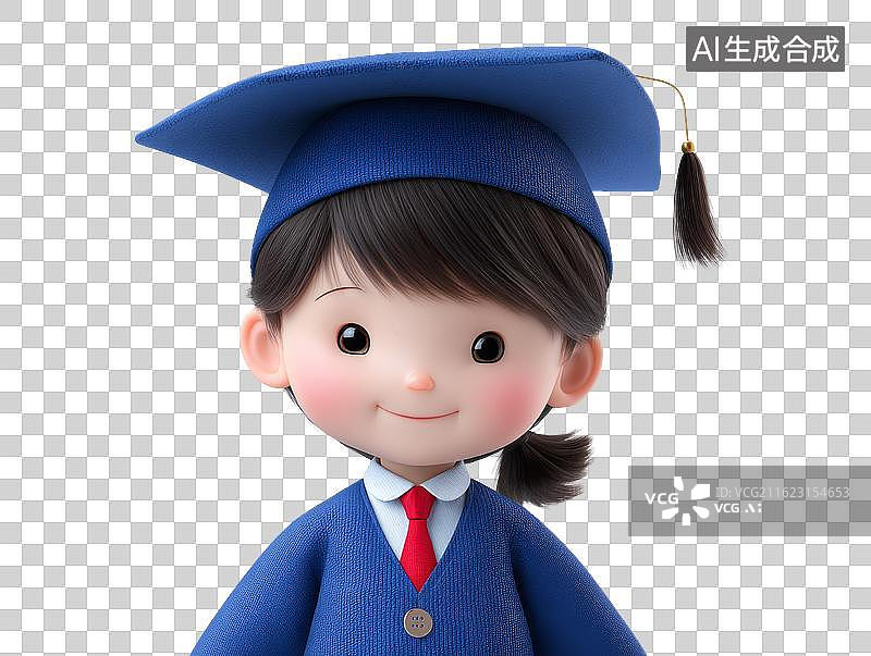 【AI数字艺术】卡通毕业女孩形象可爱温馨图片素材