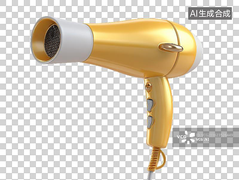 【AI数字艺术】金色吹风机特写展示图片素材