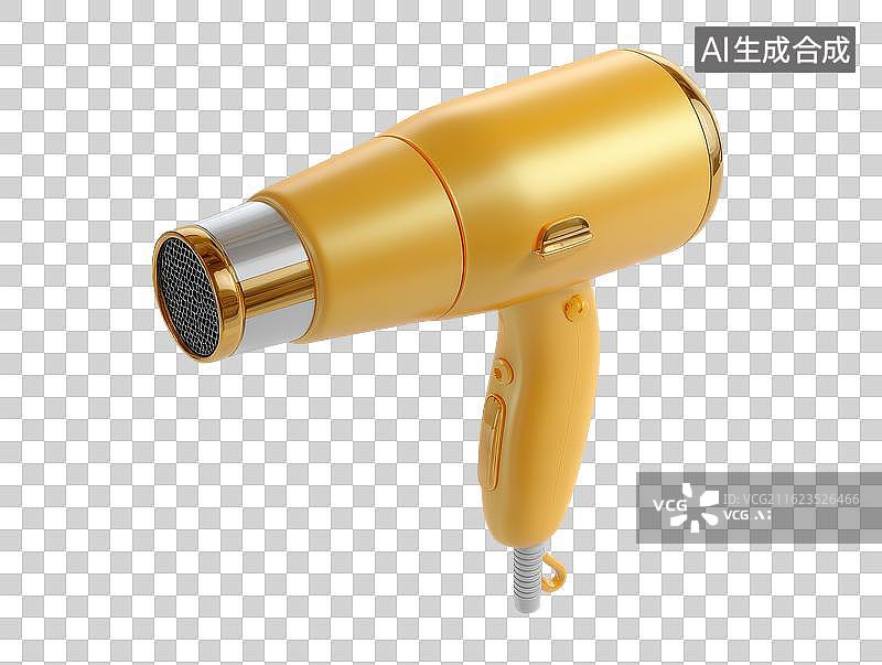 【AI数字艺术】金色吹风机特写展示图片素材