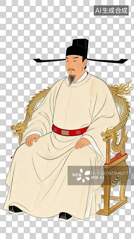 【AI数字艺术】宋代帝王画像，中国风工笔画帝王画像免扣元素图片素材