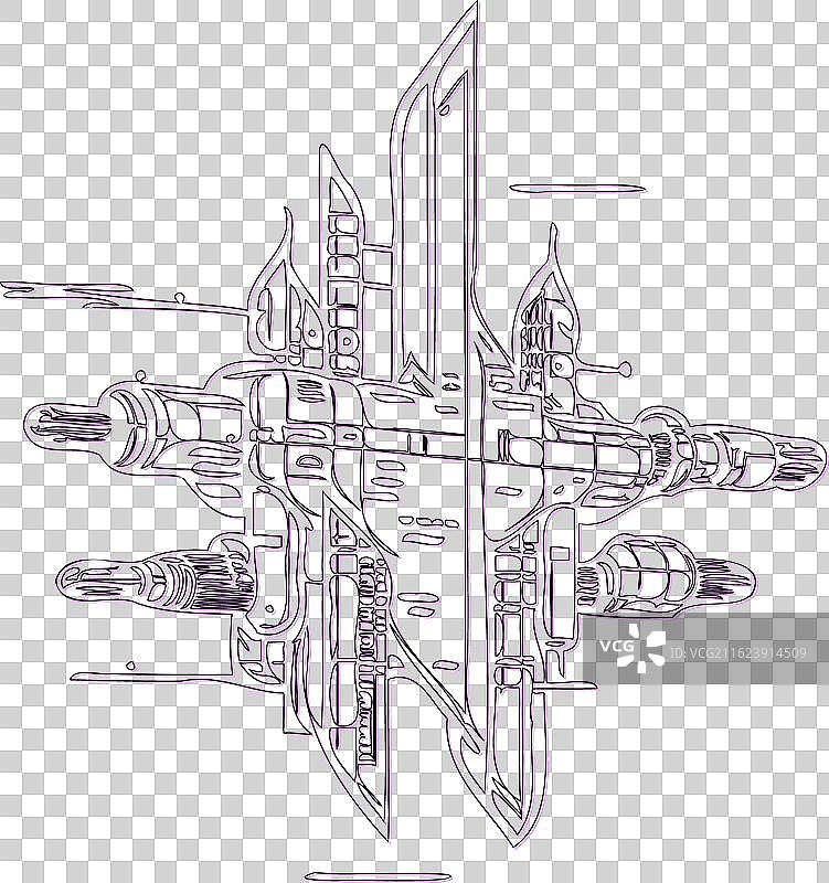 太空站轮廓草图 紫色图片素材