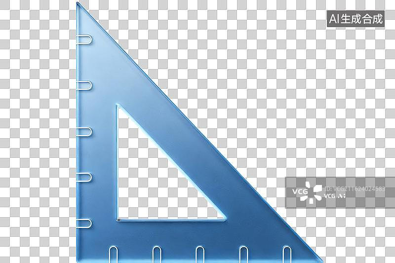 【AI数字艺术】蓝色透明三角尺特写图片素材