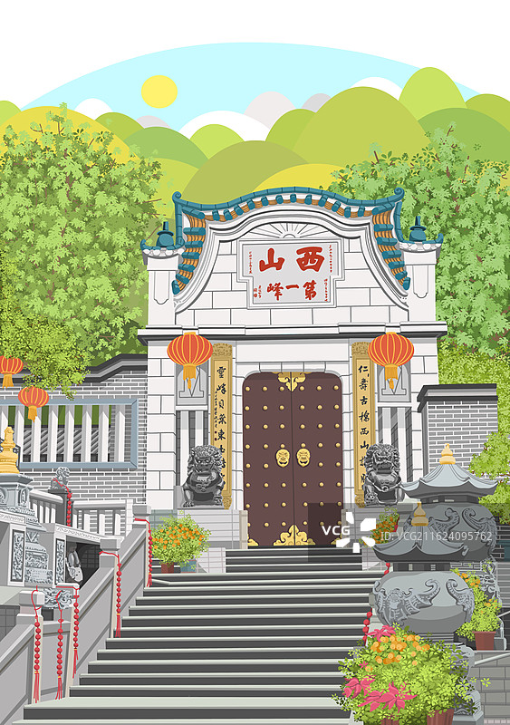 广东中山城市插画系列图片素材