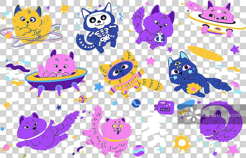 太空主题的猫咪冒险图片素材