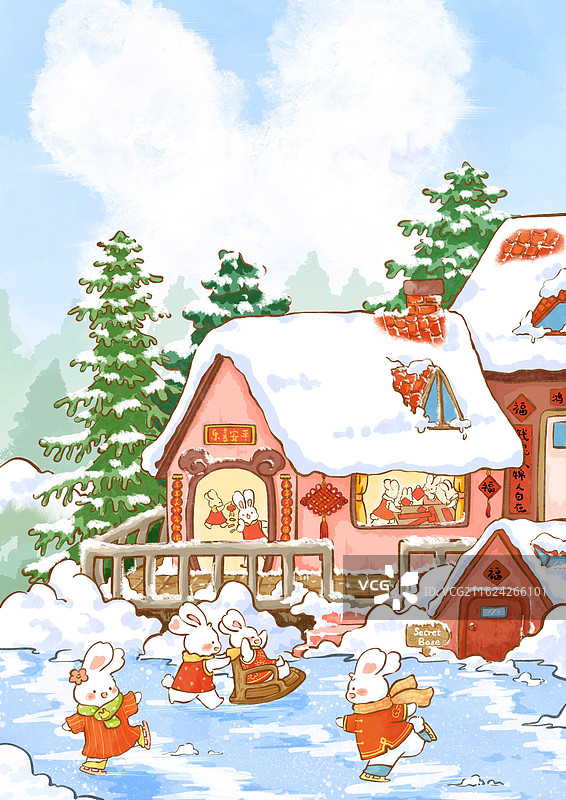冬日里雪景里的家园图片素材