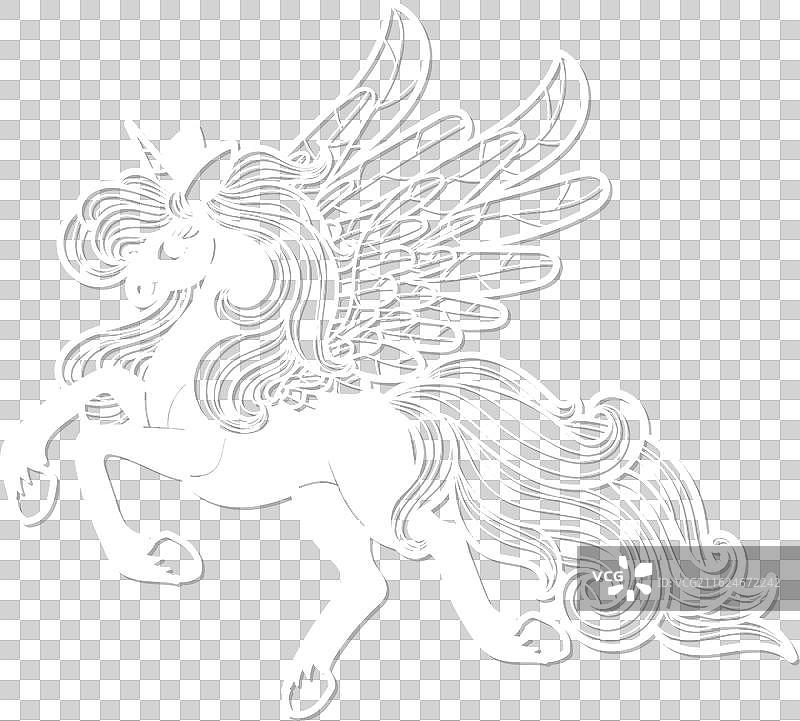 长尾巴的独角兽，儿童主题，童话图片素材
