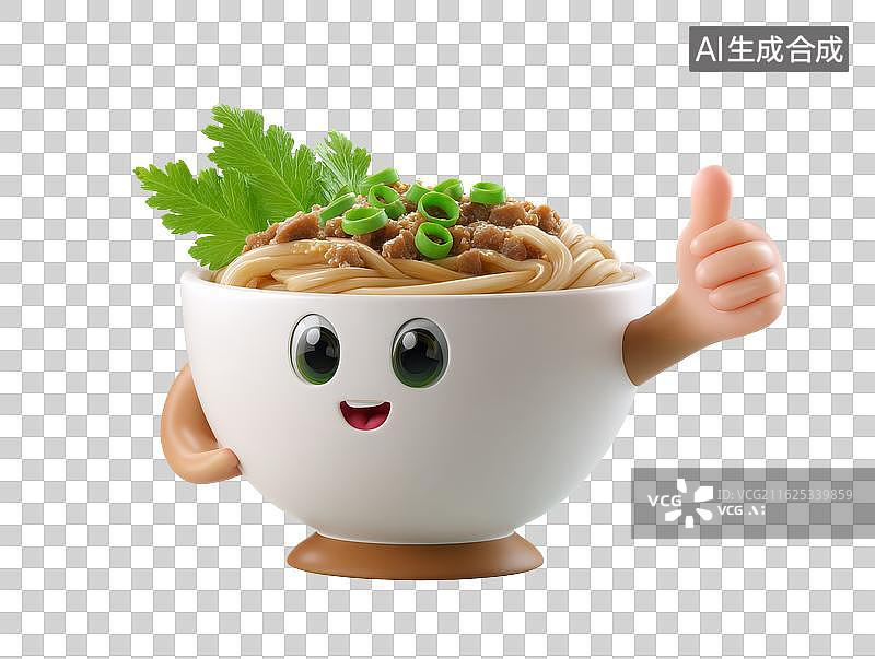 【AI数字艺术】卡通碗面竖大拇指图片素材