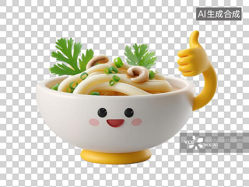 【AI数字艺术】卡通碗面竖大拇指图片素材