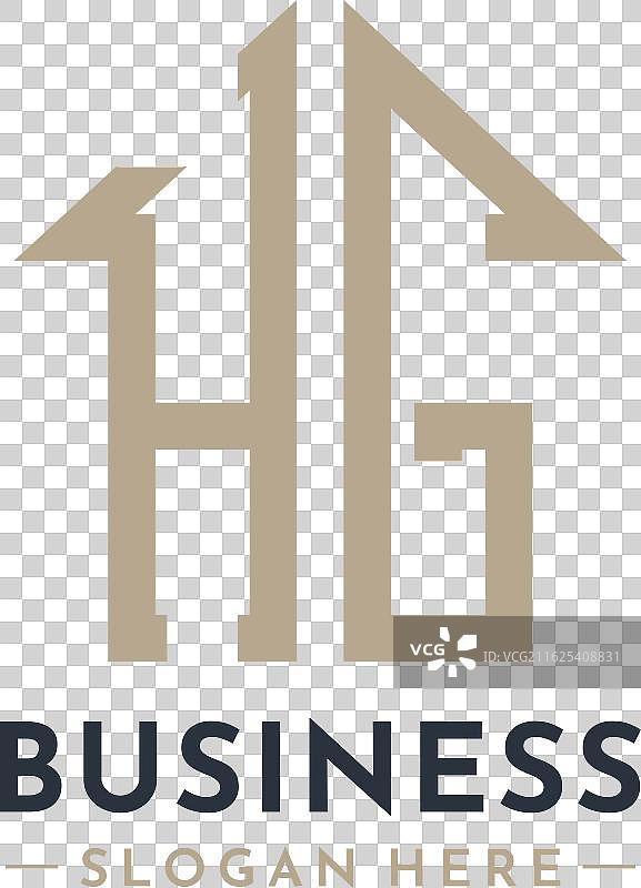 房地产公司的字母HG房屋标志图片素材