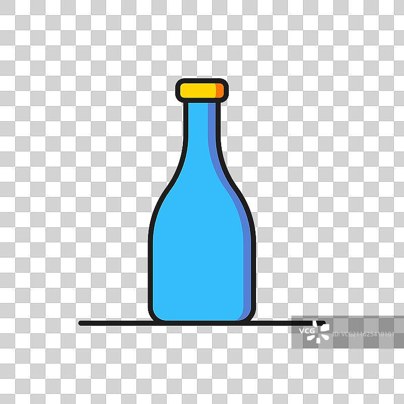 彩色酒瓶图标，孤立在白色背景上图片素材