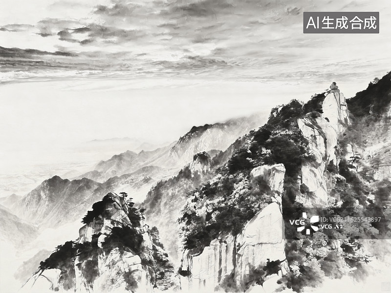 【AI数字艺术】风景水墨画图片素材