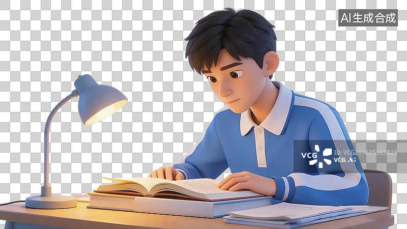 【AI数字艺术】高考，复习，读书，考试，学习 3D免扣元素图片素材