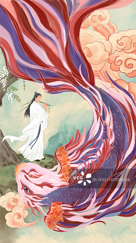 文鳐鱼之恋曲系列插画壁纸图片素材