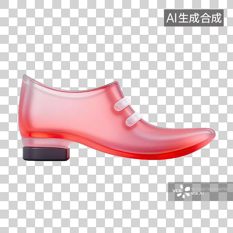 【AI数字艺术】透明红色皮鞋设计展示图片素材