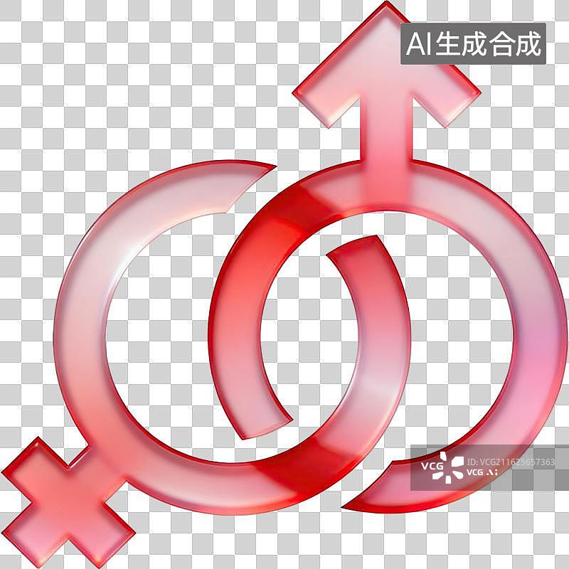 【AI数字艺术】红光双性符号交织图案图片素材