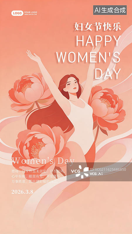 【AI数字艺术】国际劳动妇女节女性与花唯美海报图片素材