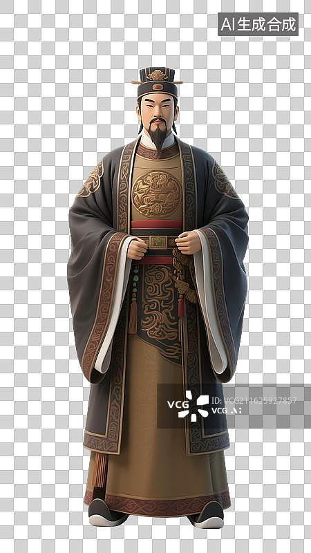 【AI数字艺术】AIGC：3D人物 古代帝王，皇帝，历史人物，设计元素，免抠图图片素材