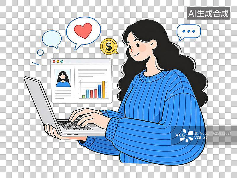 【AI数字艺术】数字支付社交电商场景社交电商营销插画素材图片素材