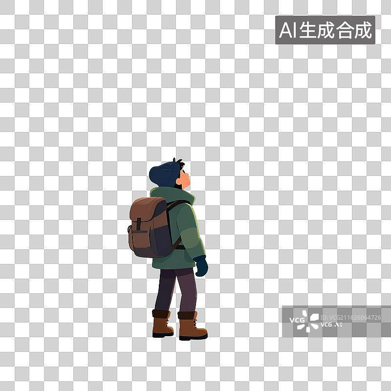 【AI数字艺术】极光下的冰川探险者图片素材