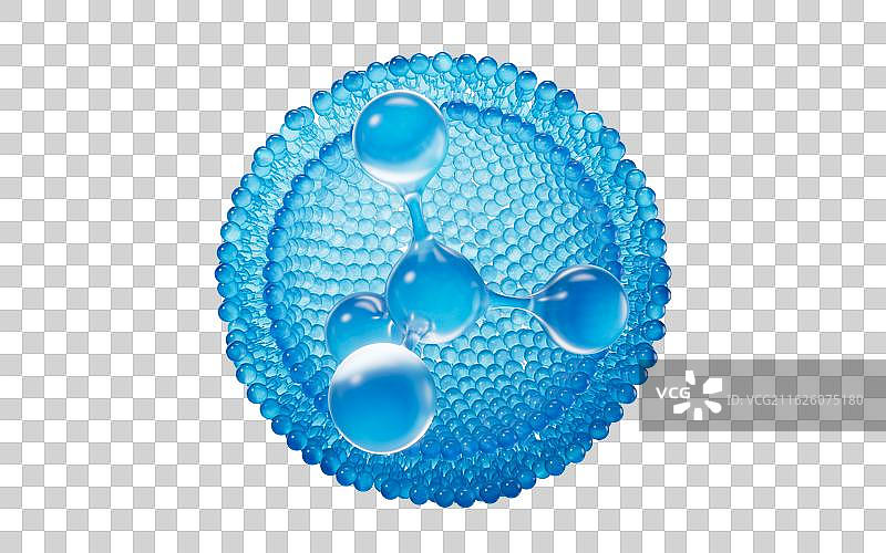 蓝色细胞结构与分子三维渲染图片素材