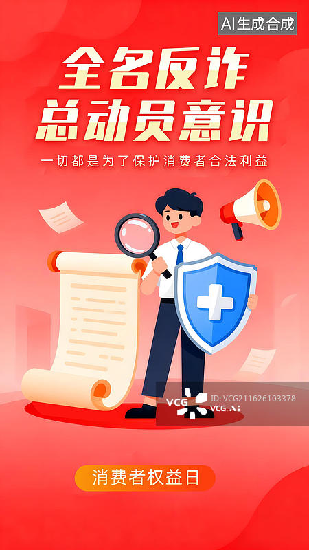 【AI数字艺术】清新扁平风格 315 消费者权益日竖版插画图片素材