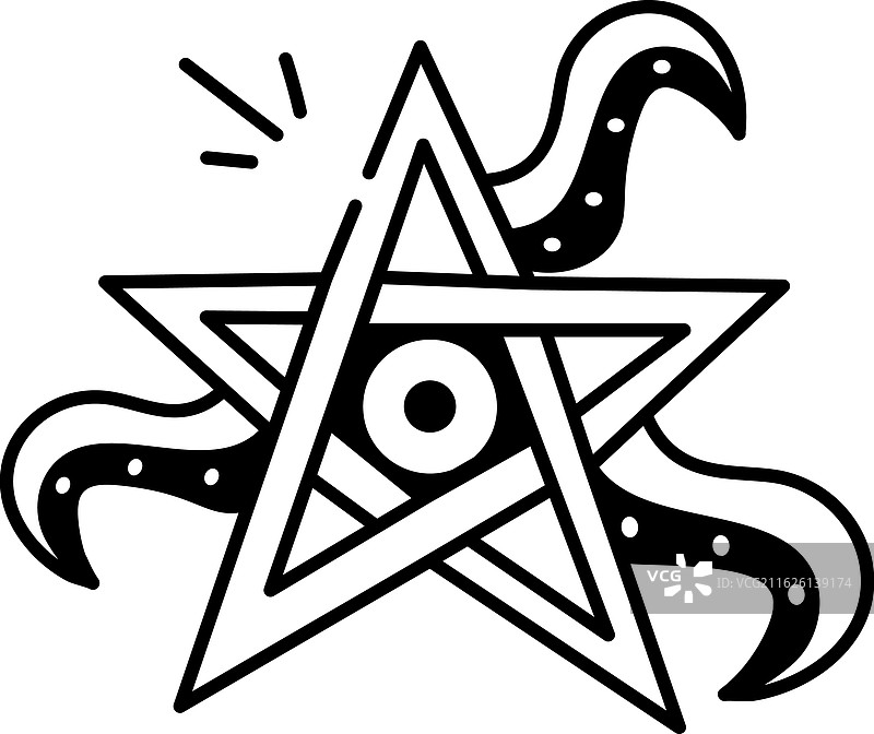 大卫之星符号与魔法触手的涂鸦图标图片素材