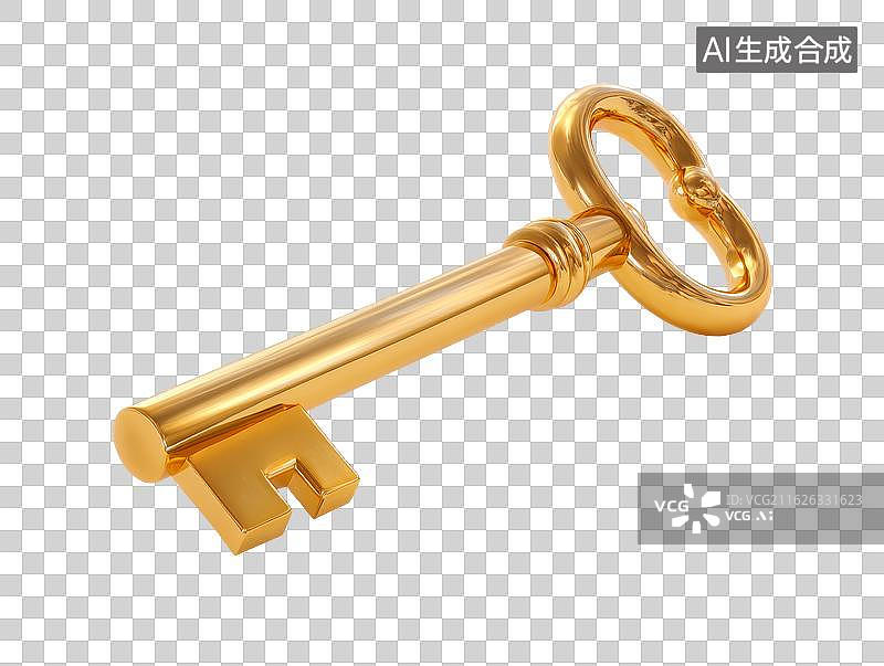 【AI数字艺术】金色复古钥匙特写图片素材