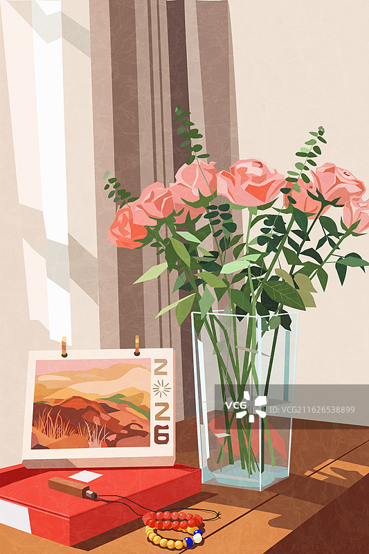 海报封面治愈系花卉插画图片素材