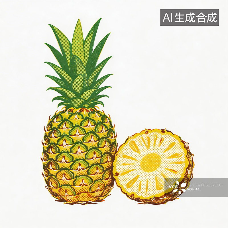 【AI数字艺术】插画菠萝热带水果宣传背景图片素材