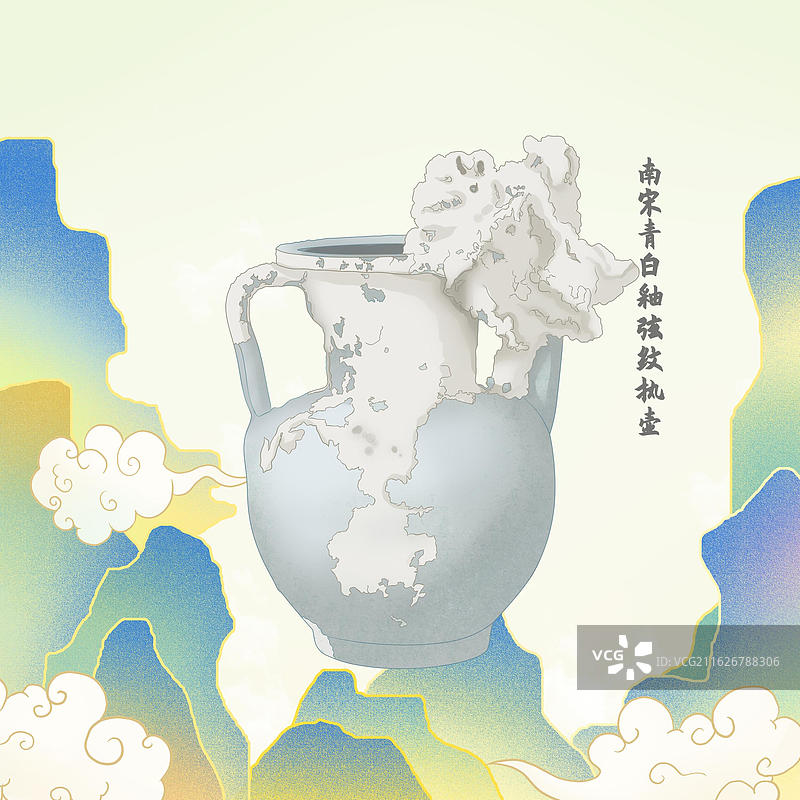 南宋青白釉弦纹执壶展示图图片素材