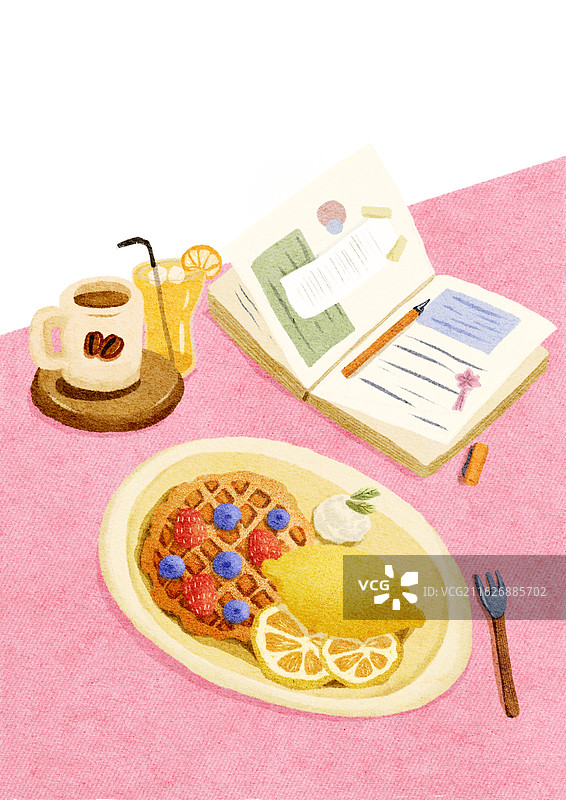 [火种源绘13]美食与日记的甜美场景图片素材