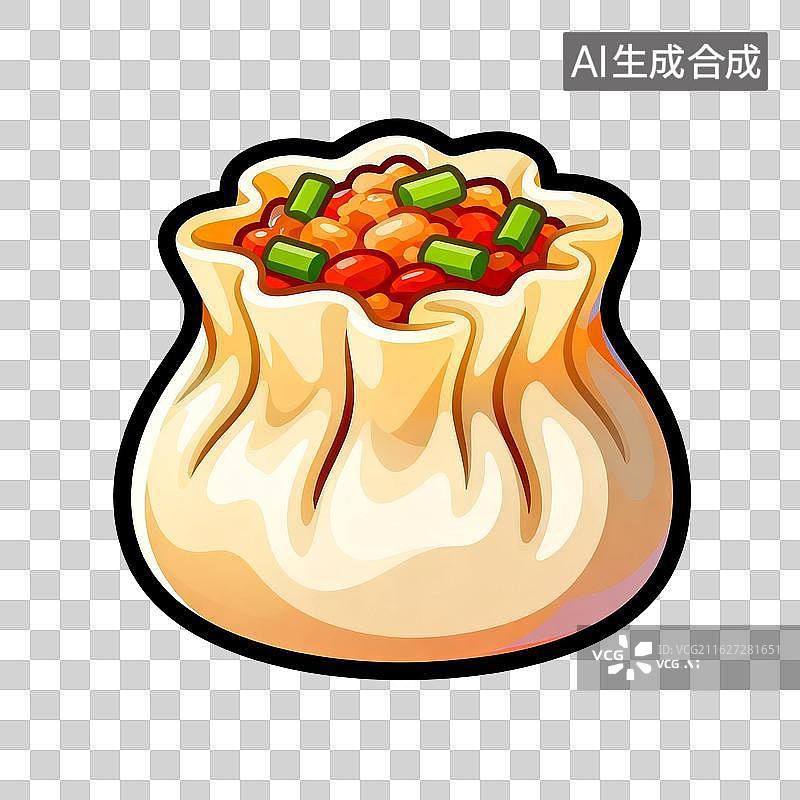 【AI数字艺术】卡通风格烧麦插画图片素材