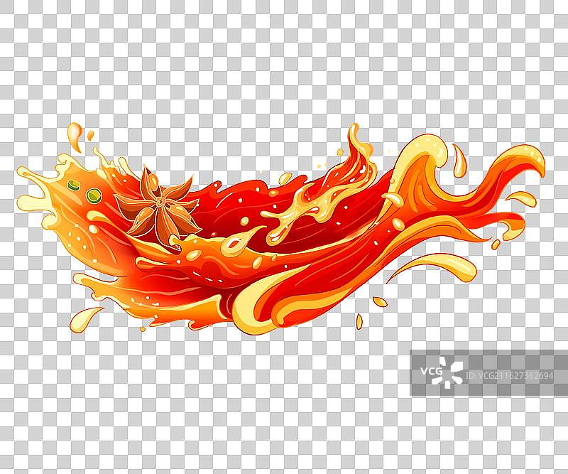 手绘美食红色火辣酱汁免抠元素图片素材