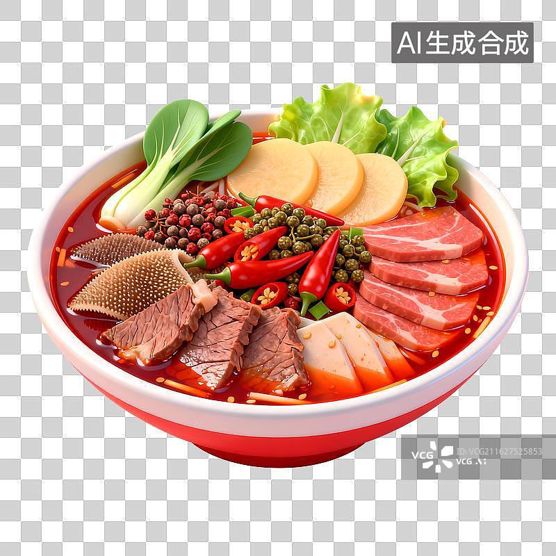 【AI数字艺术】3D渲染四川冒菜插画元素图片素材