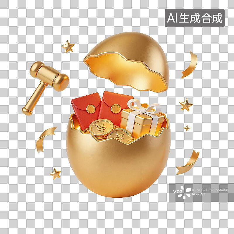 【AI数字艺术】砸金蛋活动促销抽奖活动图片素材