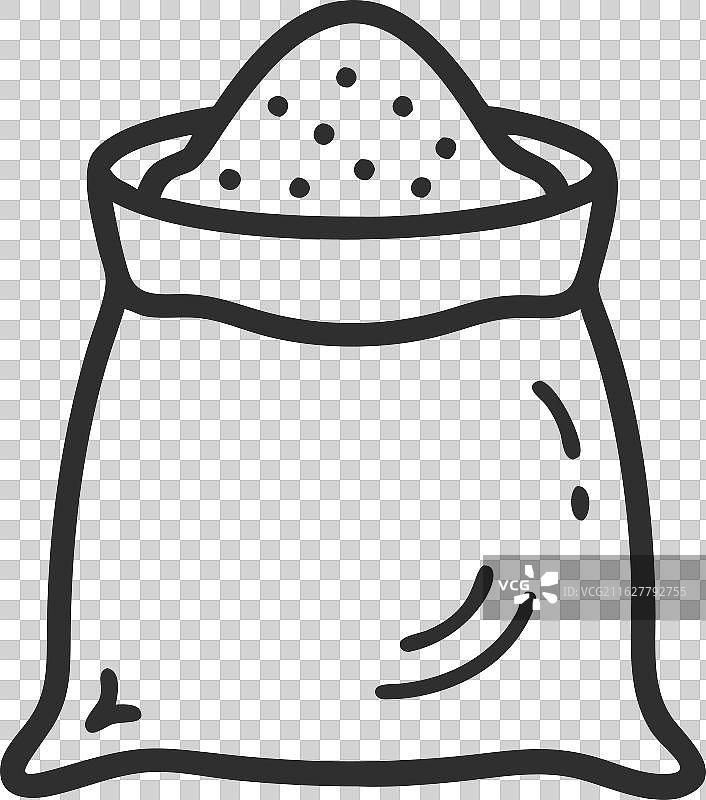 面粉袋线描图，一个简单的麻袋轮廓图片素材