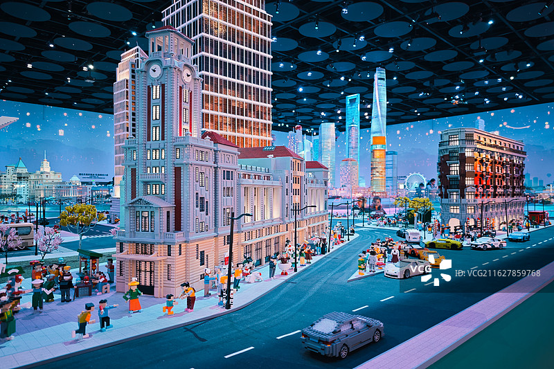 积木搭建的城市建筑图片素材
