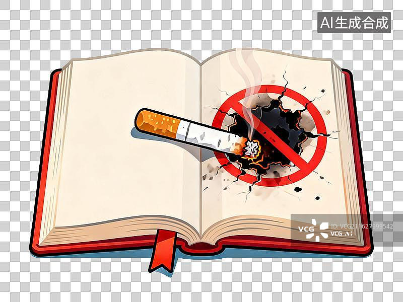 【AI数字艺术】烟草侵蚀书本内容，拒绝吸烟保护文明火种　5月世界无烟日图片素材