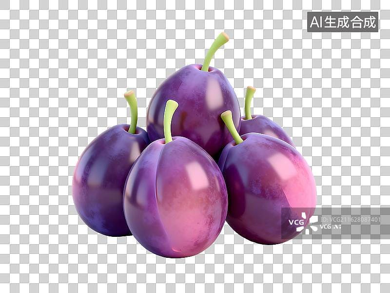 【AI数字艺术】AIGC：3D西梅水果图片素材