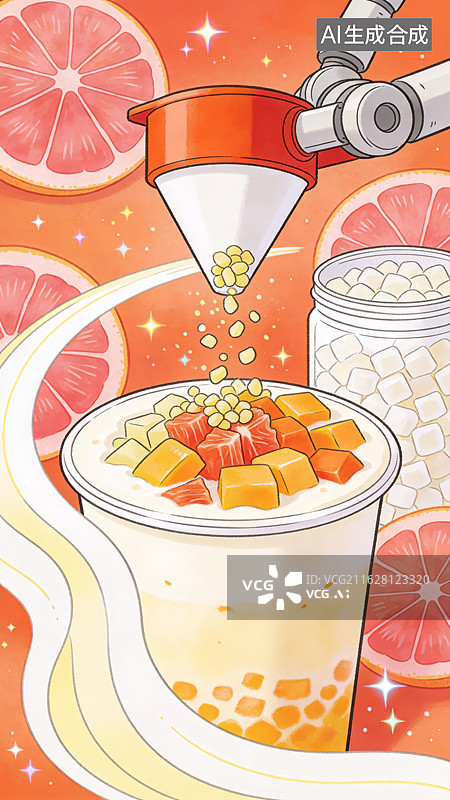【AI数字艺术】水果奶茶制作过程图片素材