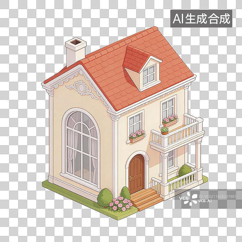 【AI数字艺术】房屋建筑插画图片素材