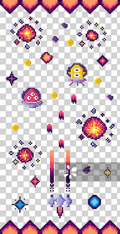 复古街机太空大战，有可爱的外星人图片素材