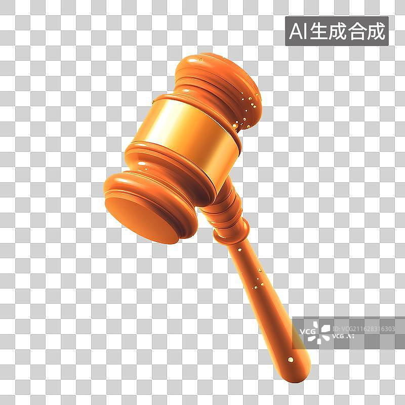 【AI数字艺术】木质法槌金色金属环特写图片素材