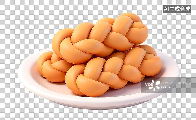 【AI数字艺术】AIGC：3D小吃 麻花 面食 免抠图形图片素材