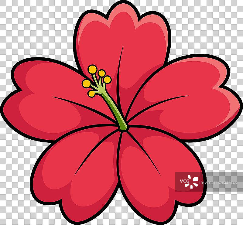 孤立在白色的芙蓉花扁平剪贴画图片素材