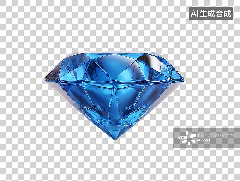 【AI数字艺术】蓝色钻石闪耀光芒图片素材