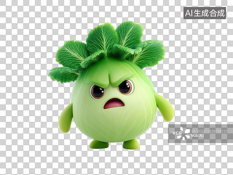 【AI数字艺术】愤怒表情的卡通卷心菜图片素材