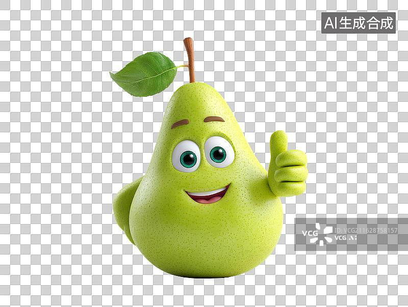 【AI数字艺术】卡通梨子竖大拇指图片素材