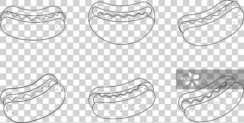 辣椒狗线条艺术插画集图片素材