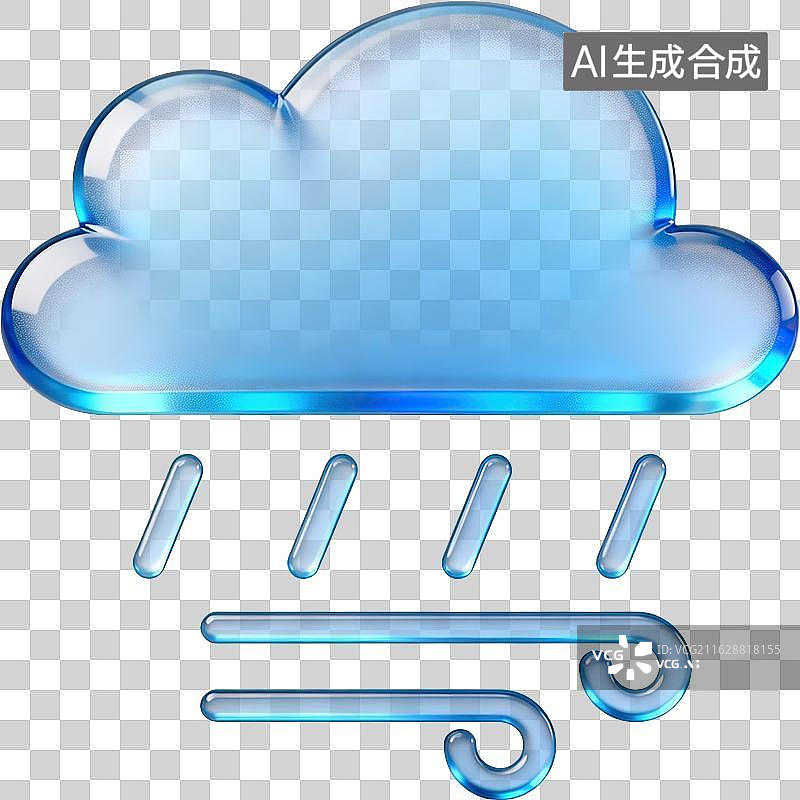 【AI数字艺术】蓝色天气图标显示雨天与风图片素材